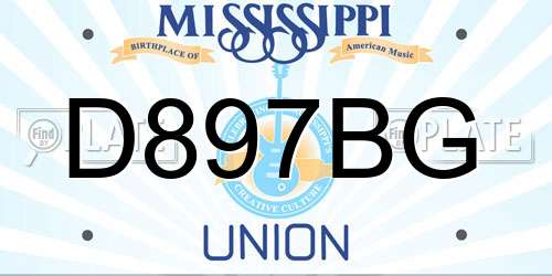 D897BG Mississippi License Plate