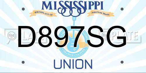 D897SG Mississippi License Plate