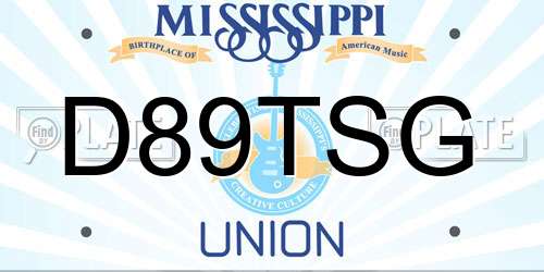 D89TSG Mississippi License Plate