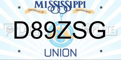 D89ZSG Mississippi License Plate