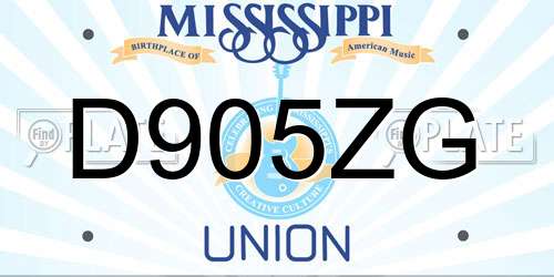D905ZG Mississippi License Plate