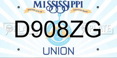 D908ZG Mississippi License Plate