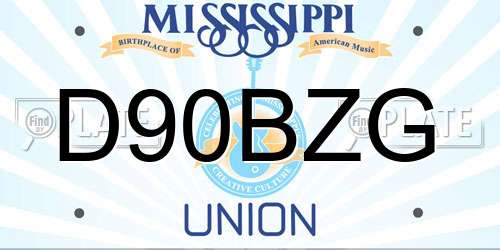 D90BZG Mississippi License Plate