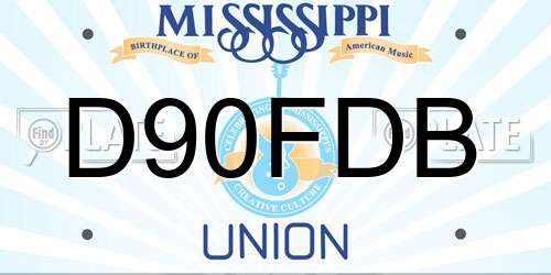 D90FDB Mississippi License Plate