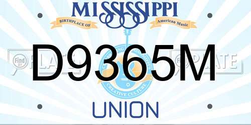 D9365M Mississippi License Plate