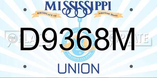 D9368M Mississippi License Plate