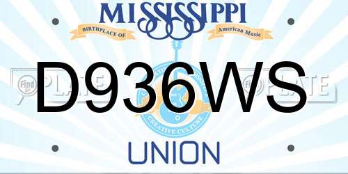 D936WS Mississippi License Plate