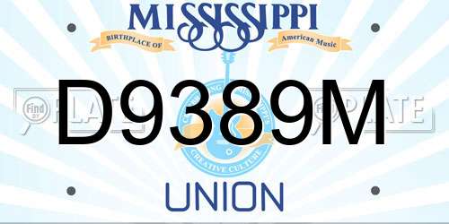 D9389M Mississippi License Plate