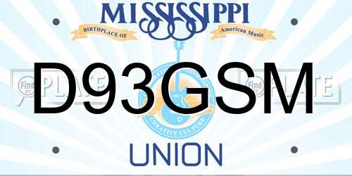 D93GSM Mississippi License Plate