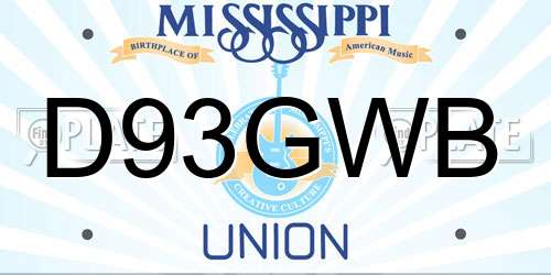 D93GWB Mississippi License Plate