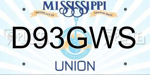 D93GWS Mississippi License Plate