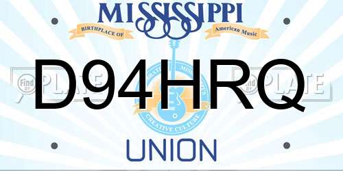 D94HRQ Mississippi License Plate