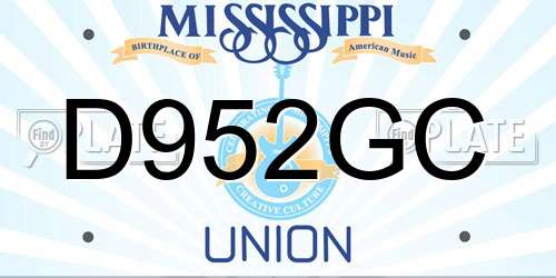 D952GC Mississippi License Plate