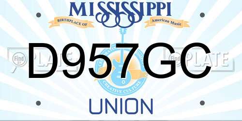 D957GC Mississippi License Plate