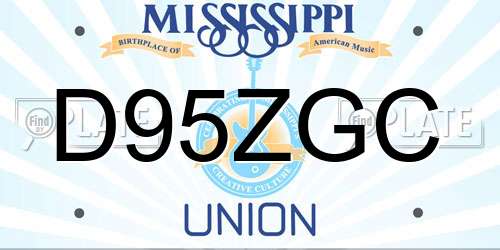 D95ZGC Mississippi License Plate