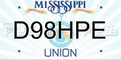 D98HPE Mississippi License Plate