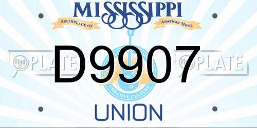 D9907 Mississippi License Plate