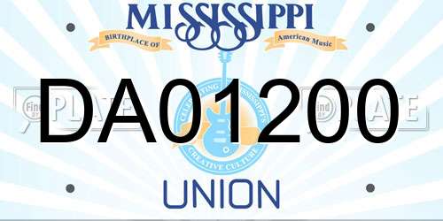 DA01200 Mississippi License Plate