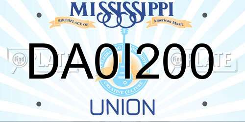 DA0I200 Mississippi License Plate