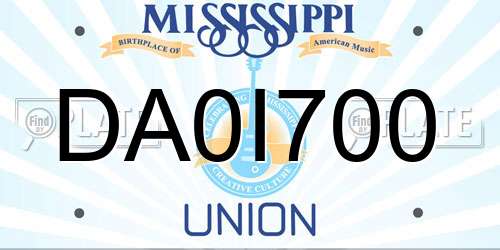 DA0I700 Mississippi License Plate