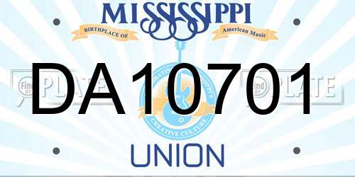 DA10701 Mississippi License Plate