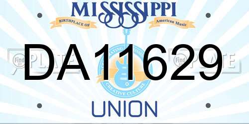 DA11629 Mississippi License Plate