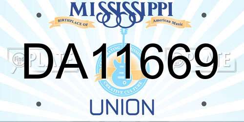 DA11669 Mississippi License Plate