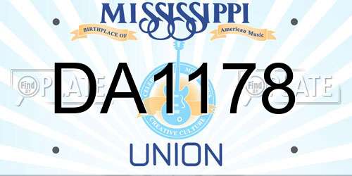 DA1178 Mississippi License Plate