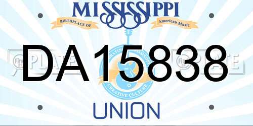 DA15838 Mississippi License Plate
