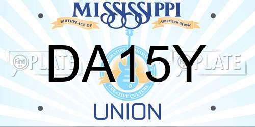 DA15Y Mississippi License Plate