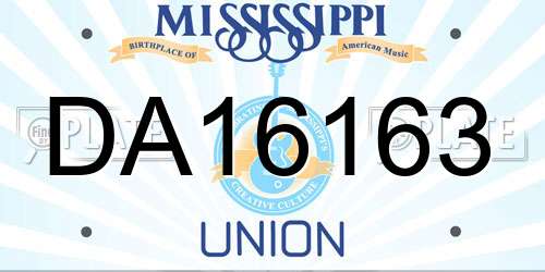 DA16163 Mississippi License Plate