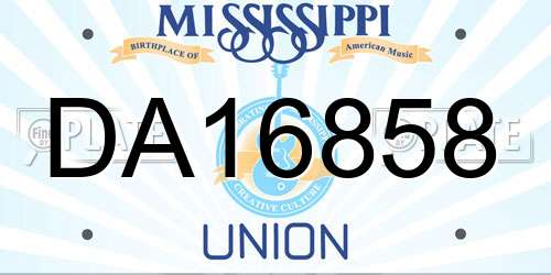 DA16858 Mississippi License Plate