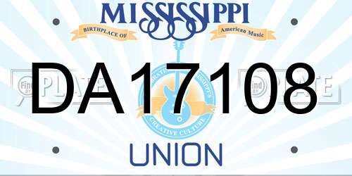 DA17108 Mississippi License Plate
