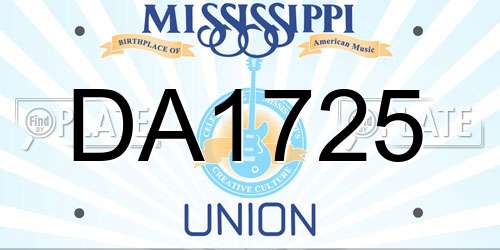 DA1725 Mississippi License Plate