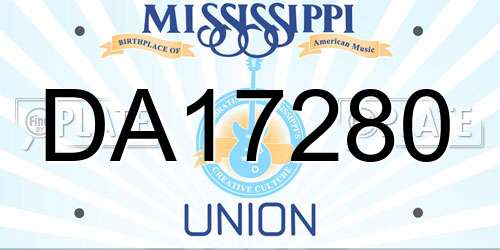 DA17280 Mississippi License Plate
