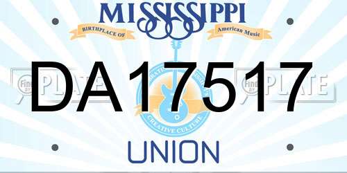 DA17517 Mississippi License Plate