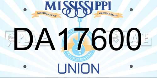 DA17600 Mississippi License Plate