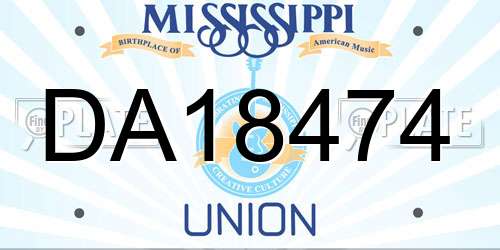 DA18474 Mississippi License Plate