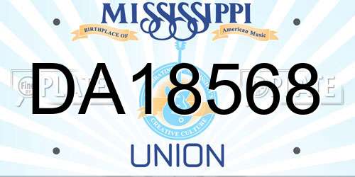 DA18568 Mississippi License Plate