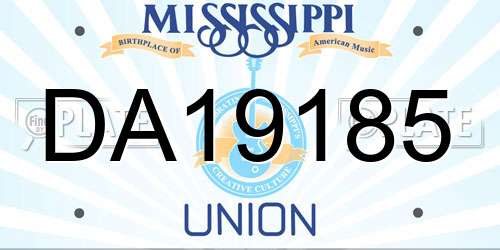 DA19185 Mississippi License Plate