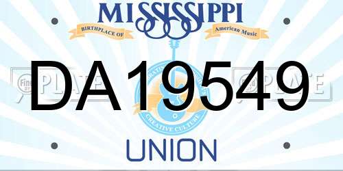 DA19549 Mississippi License Plate