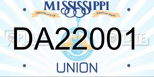 DA22001 Mississippi License Plate