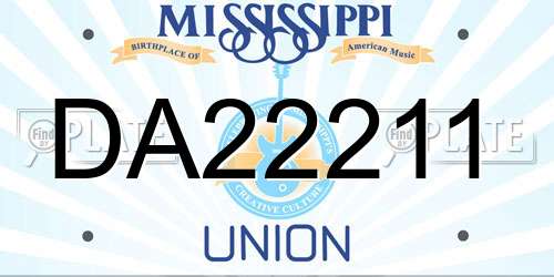 DA22211 Mississippi License Plate