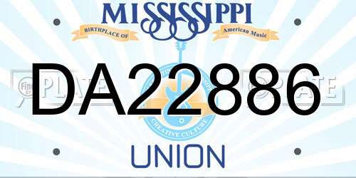 DA22886 Mississippi License Plate