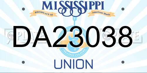 DA23038 Mississippi License Plate