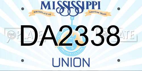 DA2338 Mississippi License Plate