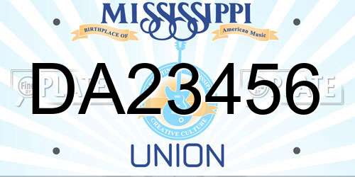 DA23456 Mississippi License Plate