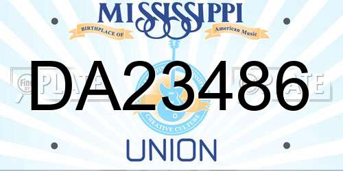 DA23486 Mississippi License Plate