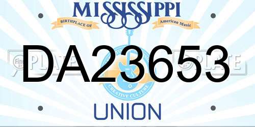 DA23653 Mississippi License Plate