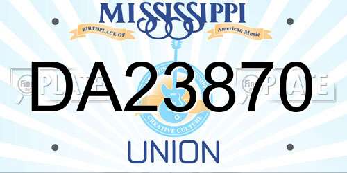 DA23870 Mississippi License Plate